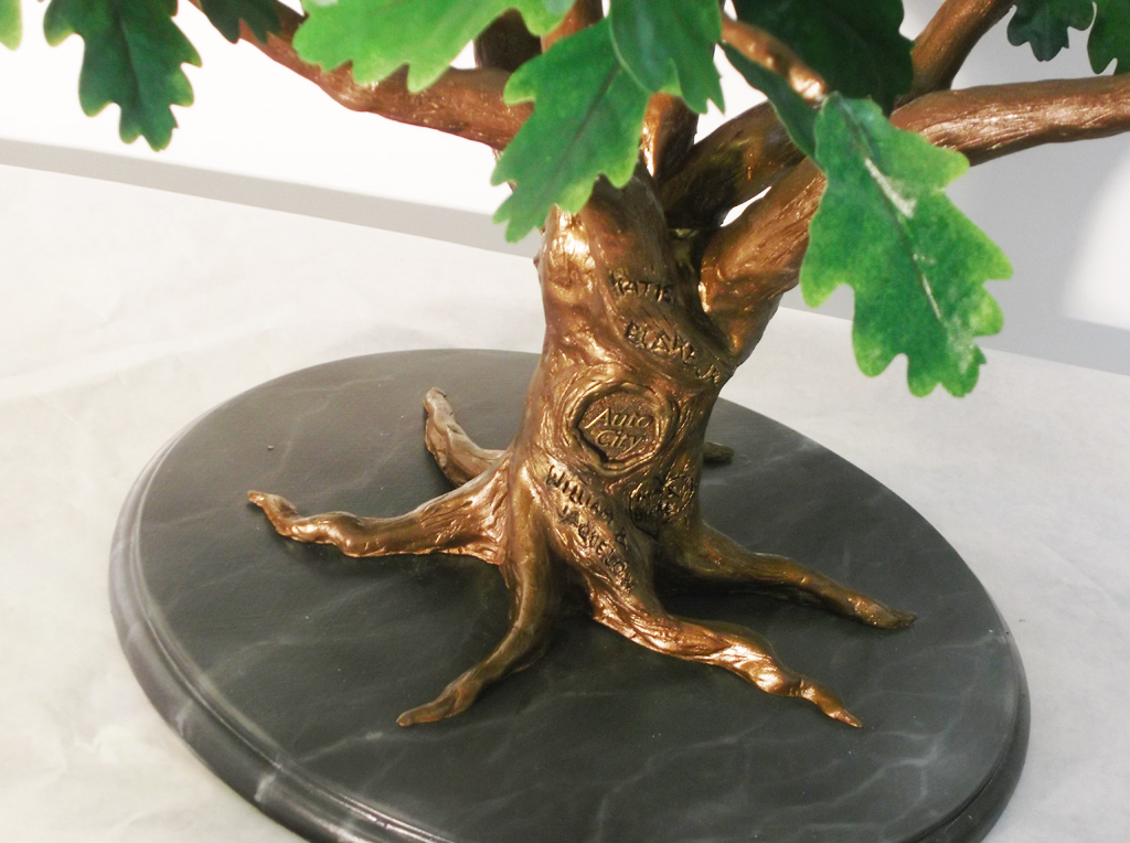 Auto City tree sculpture
